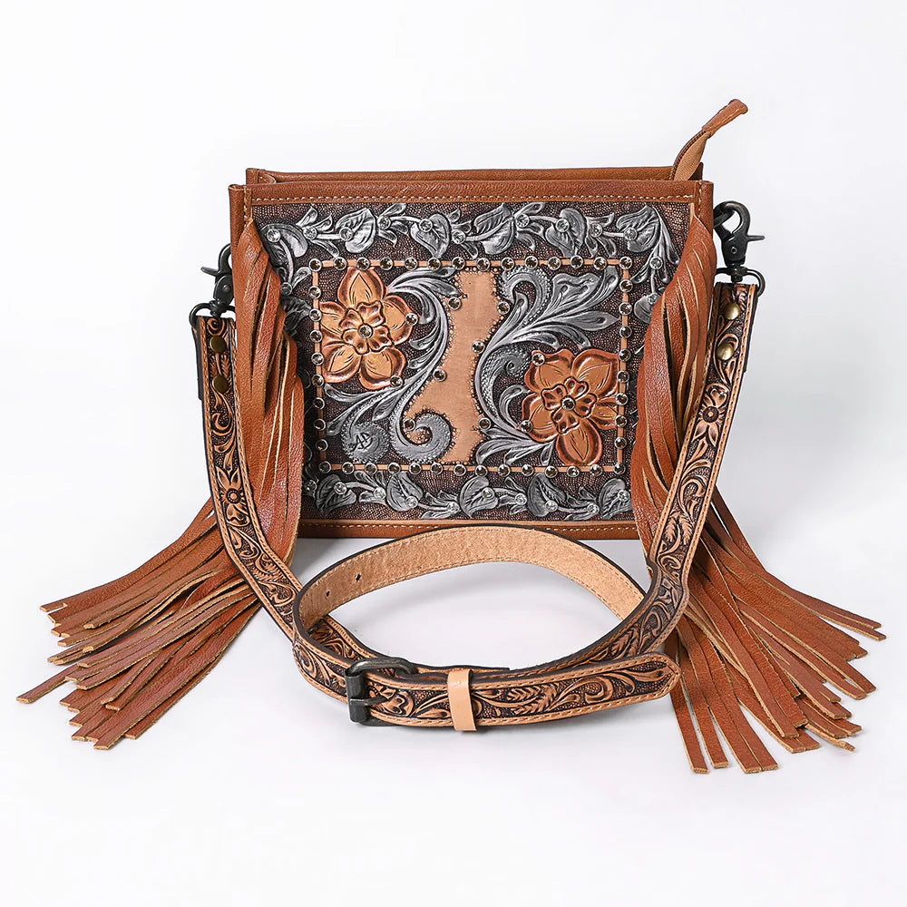 Crossbody Hand Tooled Genuine Leather Women Bag Western Handbag Purse