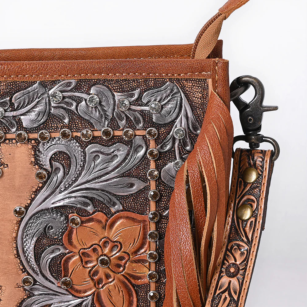 Crossbody Hand Tooled Genuine Leather Women Bag Western Handbag Purse