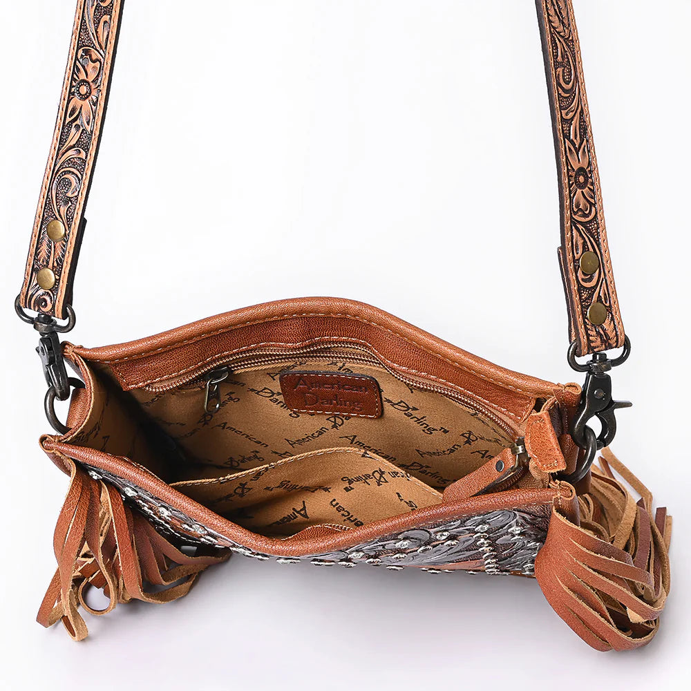 Crossbody Hand Tooled Genuine Leather Women Bag Western Handbag Purse