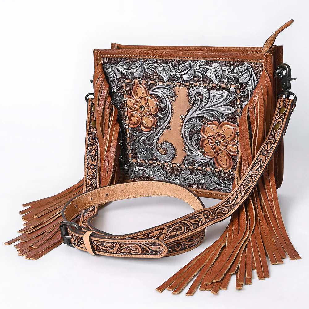 Crossbody Hand Tooled Genuine Leather Women Bag Western Handbag Purse