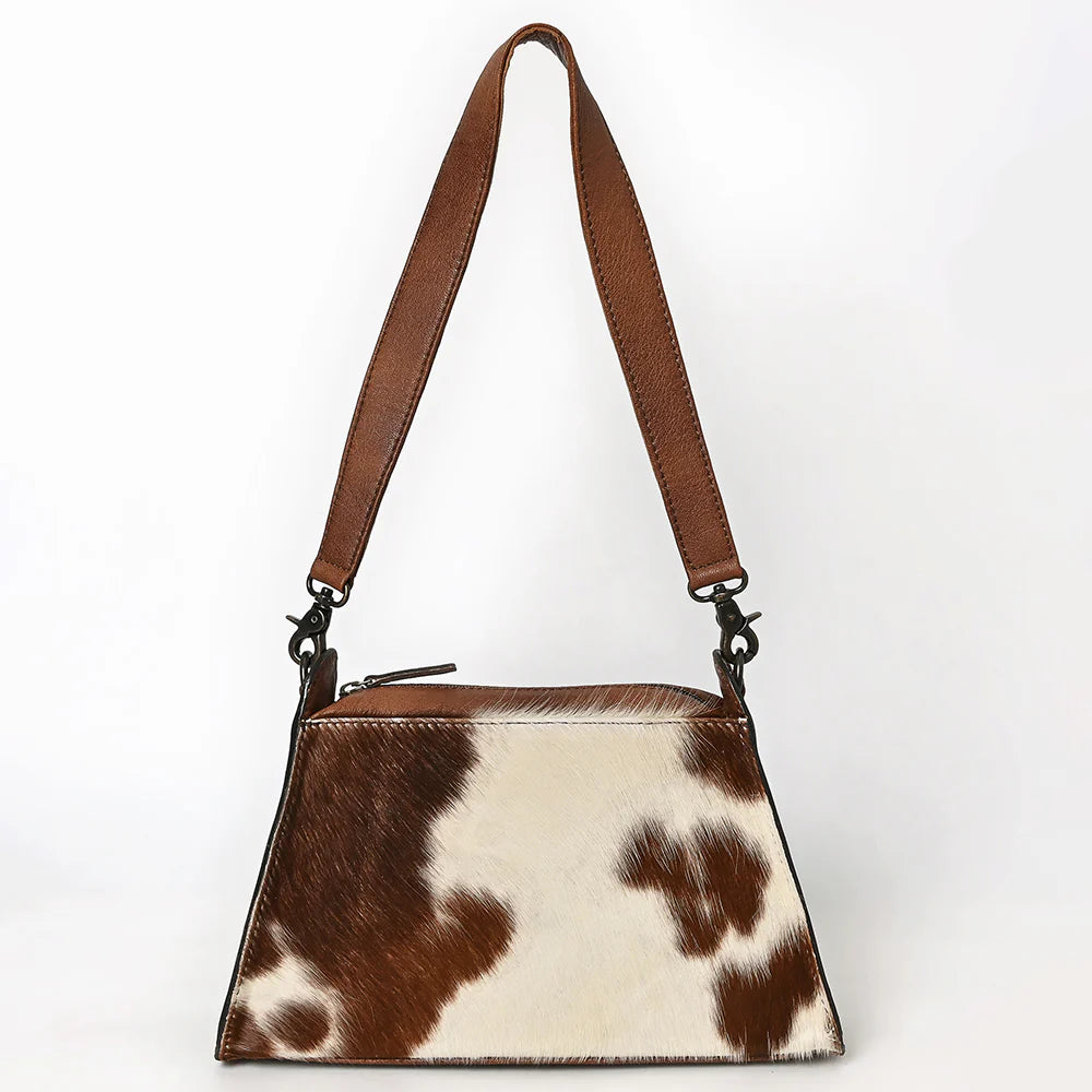 Western Wallet Bag Handcrafted from Hair-On Cowhide & Hand-Tooled Genuine Leather