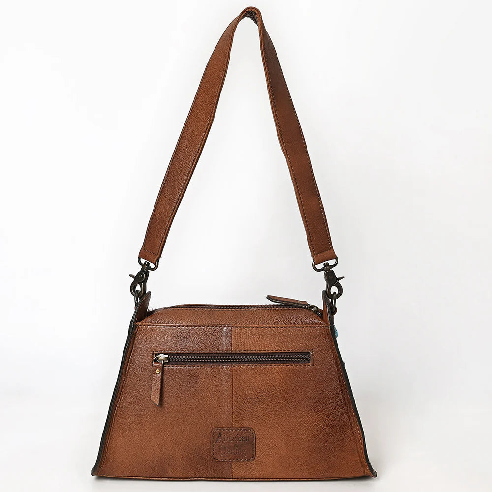 Western Wallet Bag Handcrafted from Hair-On Cowhide & Hand-Tooled Genuine Leather