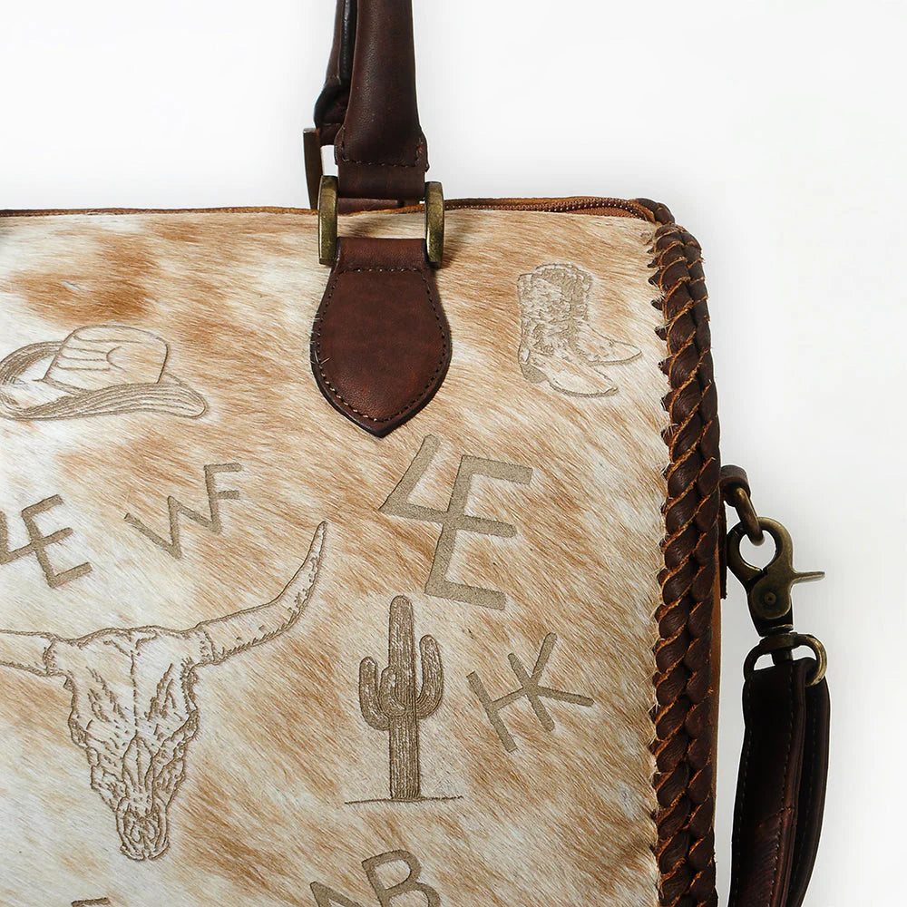 Duffle Tote Hair-On Genuine Leather women bag western Bag
