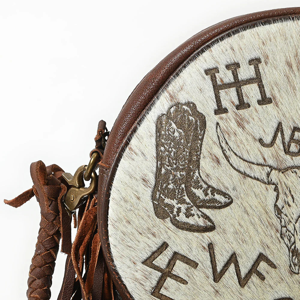 Canteen style branded cowhide purse