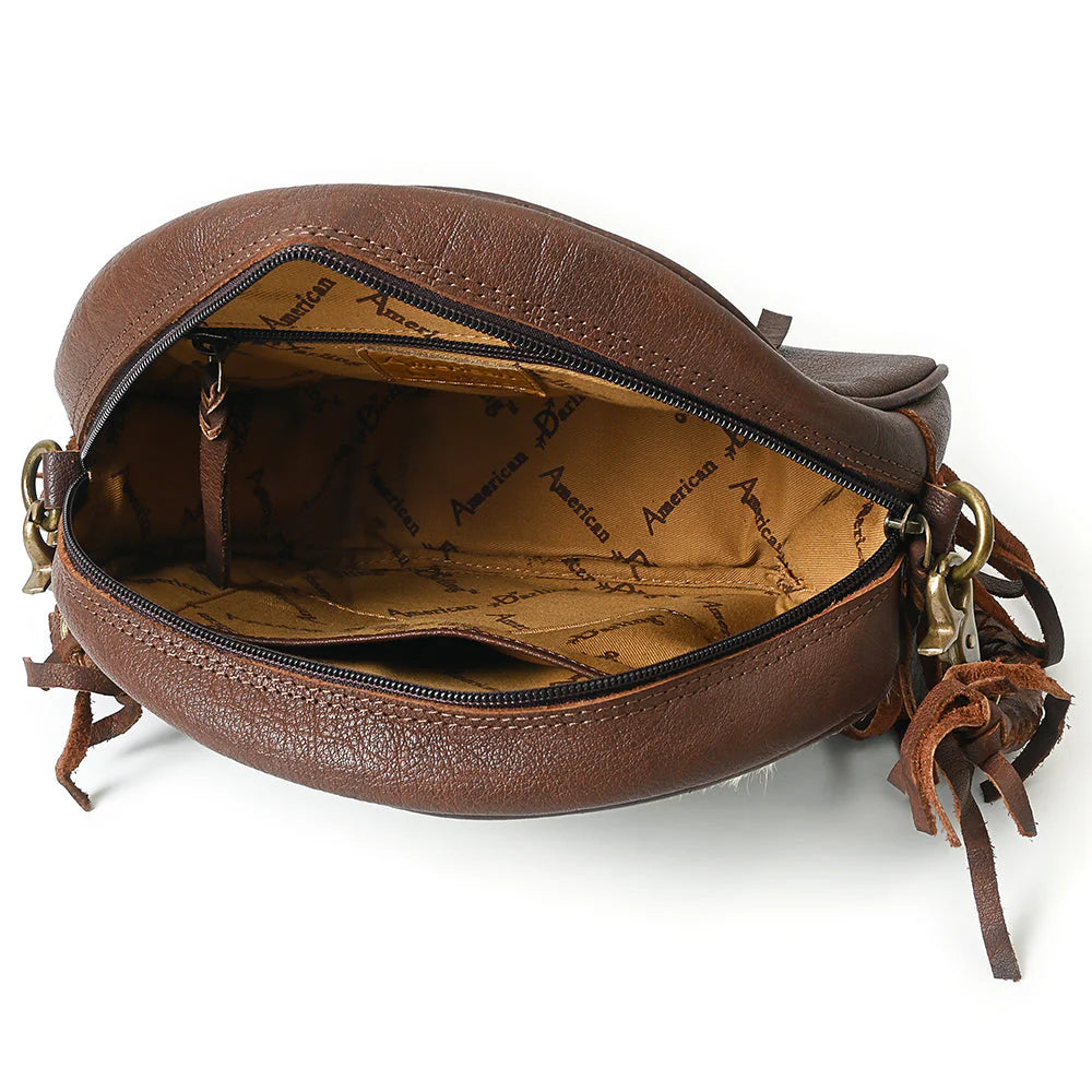 Canteen style branded cowhide purse