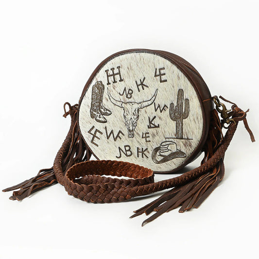 Canteen style branded cowhide purse