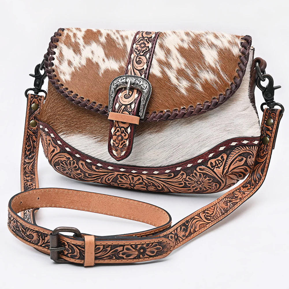Small Crossbody Hair-On Hand Tooled Genuine Leather women bag western Bag