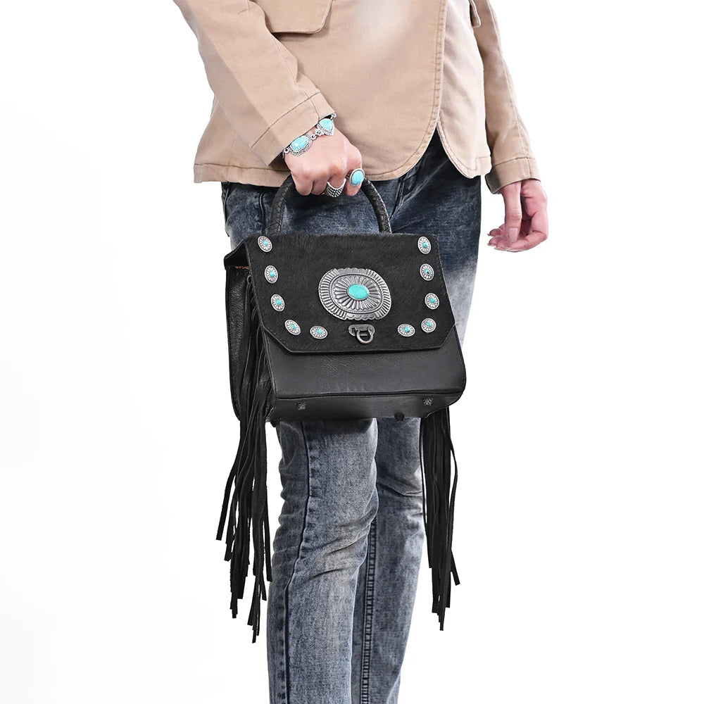 Black cowhide bag