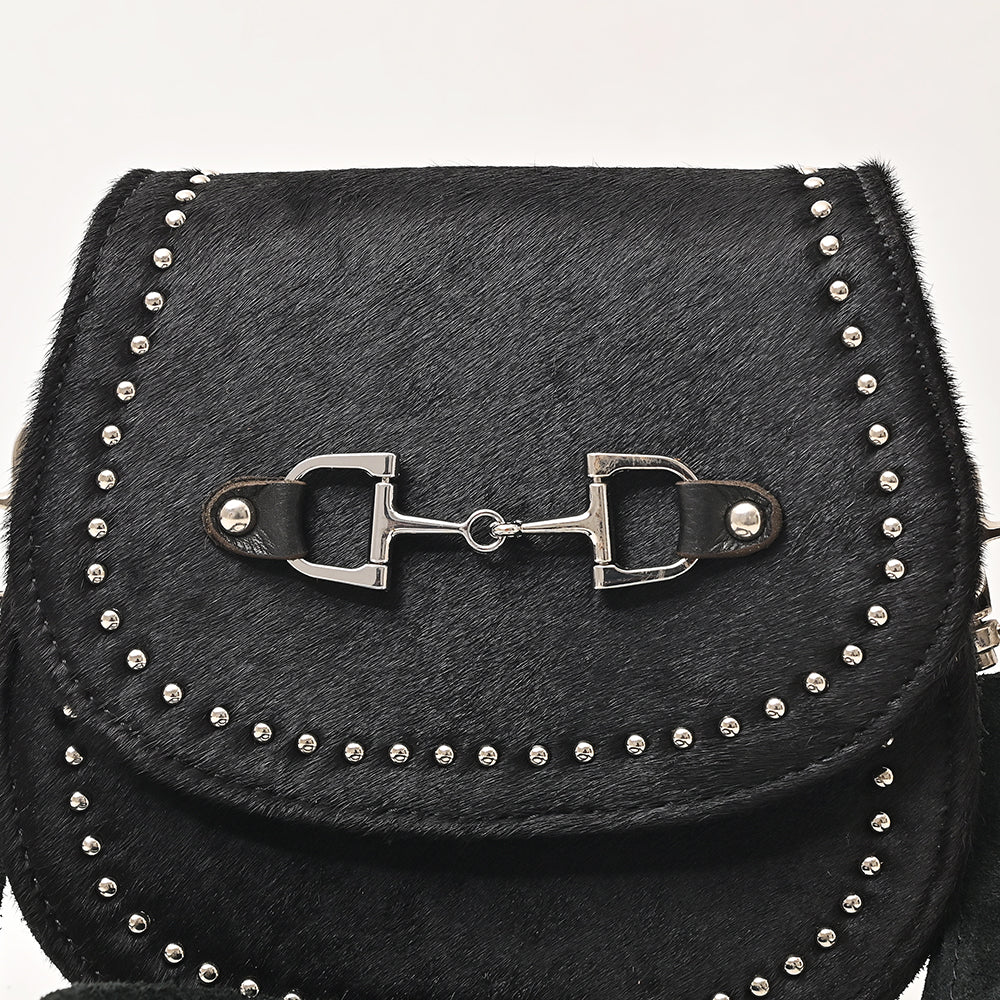 Black cowhide Snaffle bag