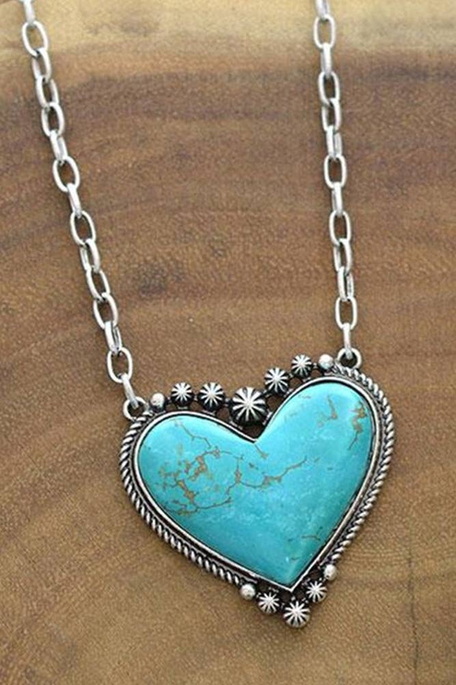 Turquoise Heart Stone Necklace