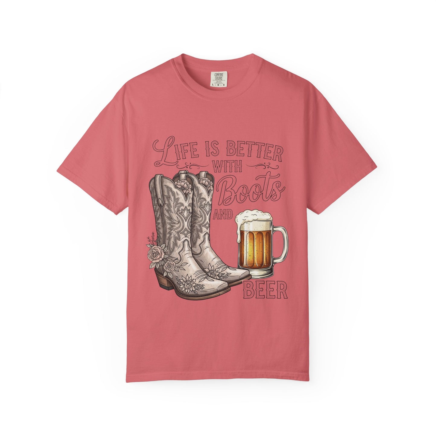 Life is Better with Boots and Beer T-Shirt, Cowboy Tee, Rustic Apparel, Western Style Shirt, Gift for Beer Lovers