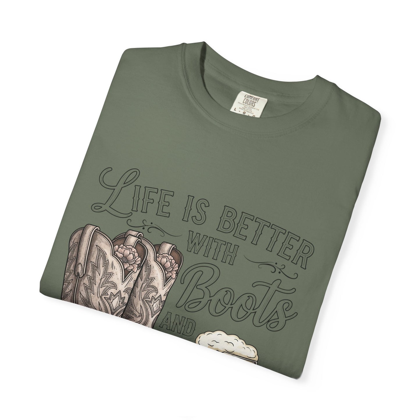 Life is Better with Boots and Beer T-Shirt, Cowboy Tee, Rustic Apparel, Western Style Shirt, Gift for Beer Lovers
