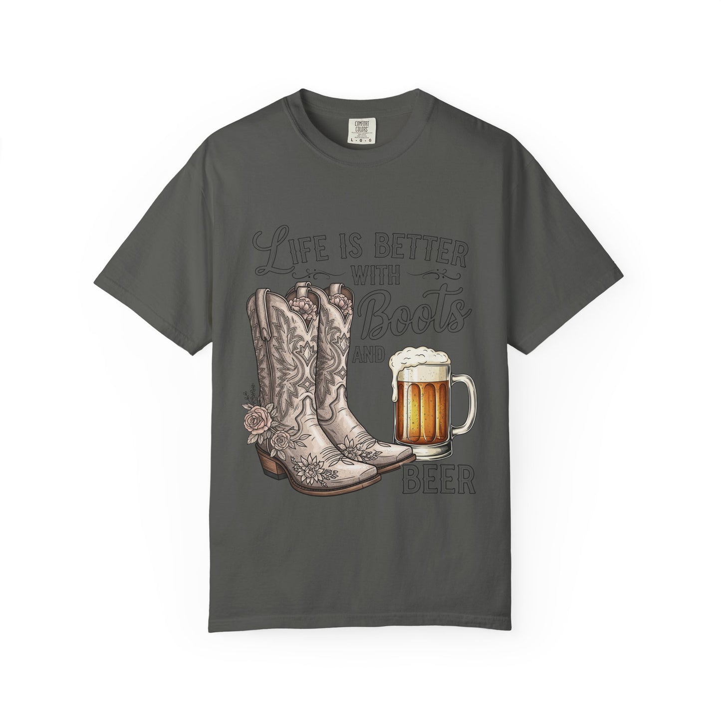 Life is Better with Boots and Beer T-Shirt, Cowboy Tee, Rustic Apparel, Western Style Shirt, Gift for Beer Lovers