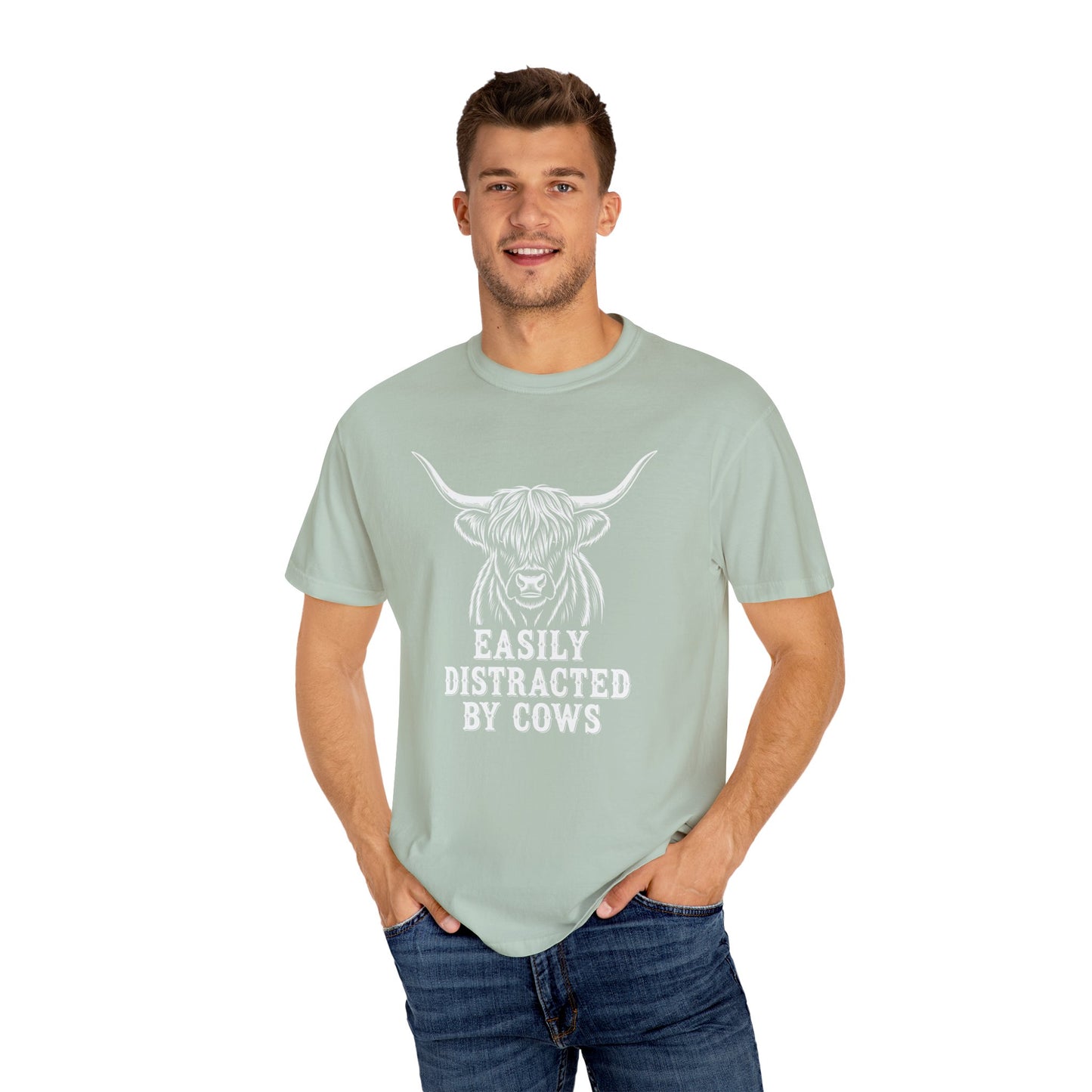 Easily Distracted by Cows T-shirt, Unisex Tee, Gift for Farmers, Animal Lover Shirt, Cute Cow Apparel, Casual Wear