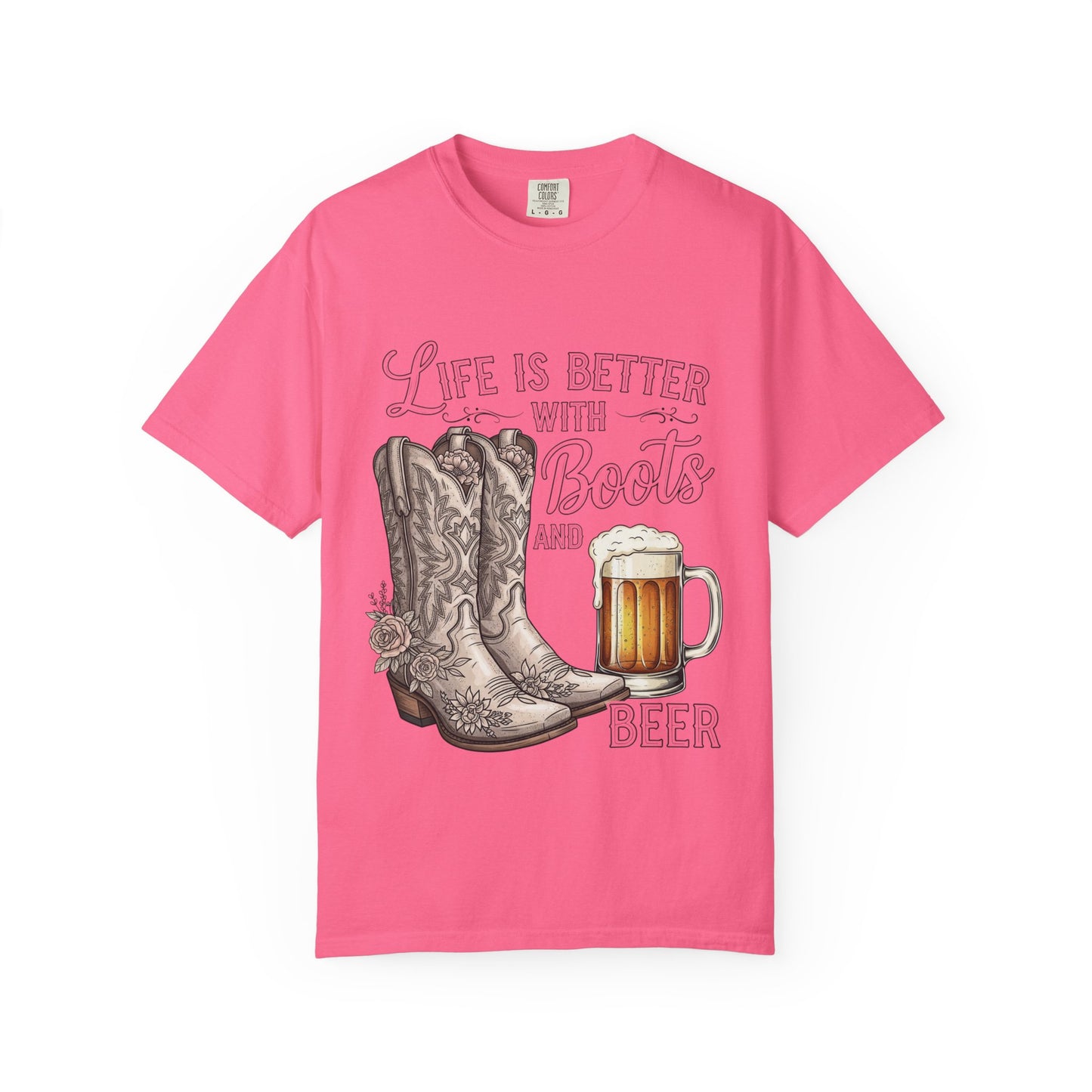 Life is Better with Boots and Beer T-Shirt, Cowboy Tee, Rustic Apparel, Western Style Shirt, Gift for Beer Lovers