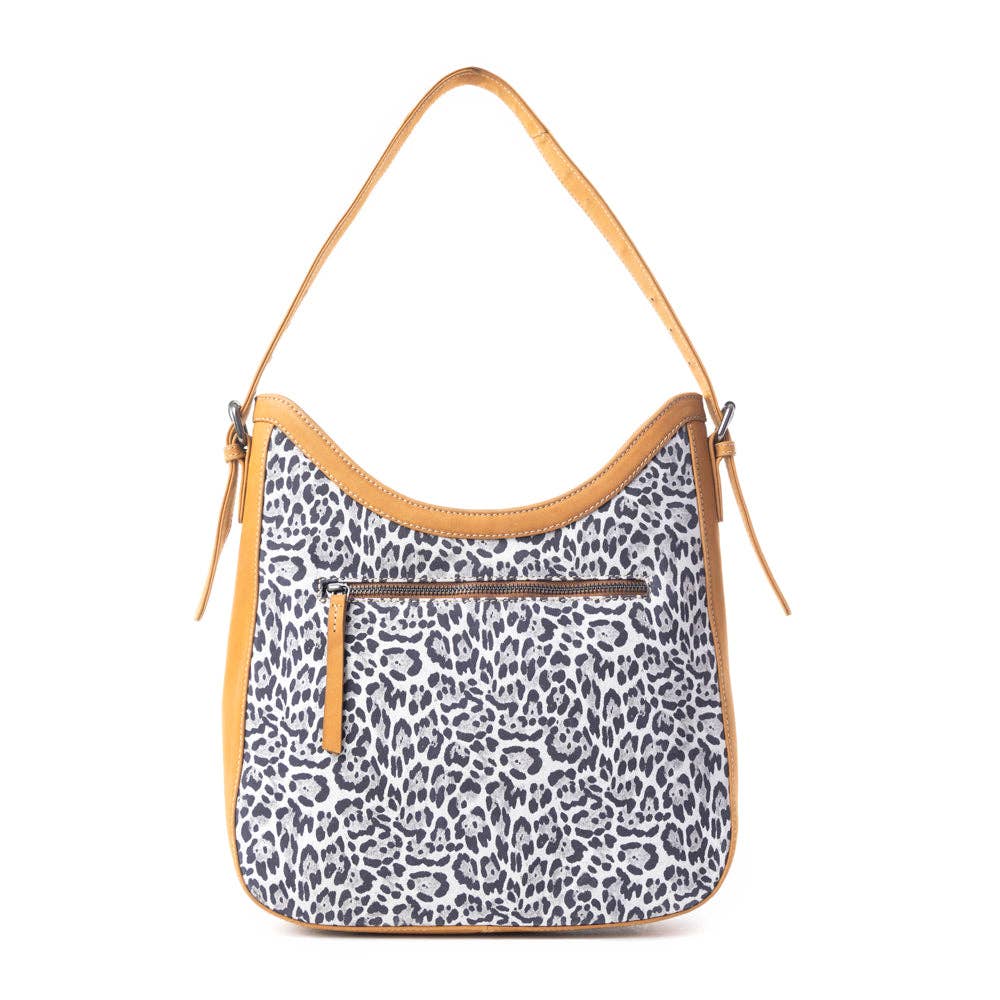 Desert Snow Leopard Leather Bag In Animal Print