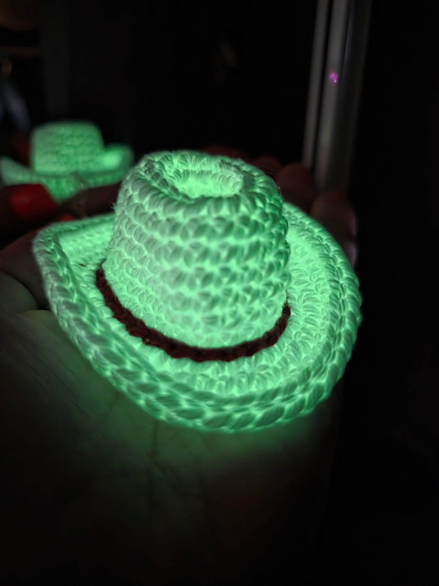 GLOW IN THE DARK HANDMADE CROCHET COWBOYHAT KEY CHAIN