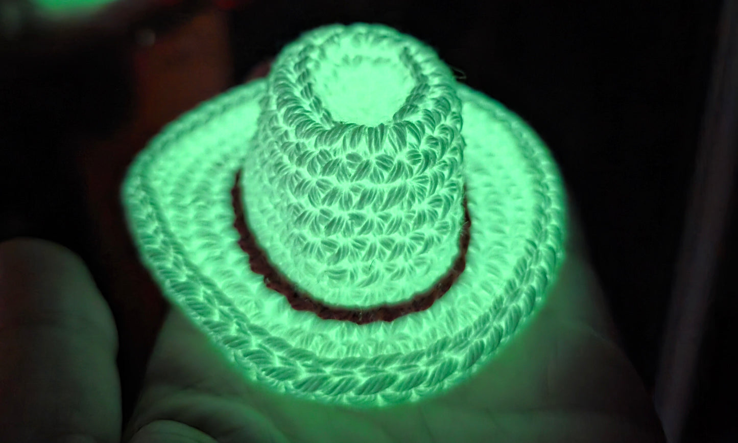 GLOW IN THE DARK HANDMADE CROCHET COWBOYHAT KEY CHAIN