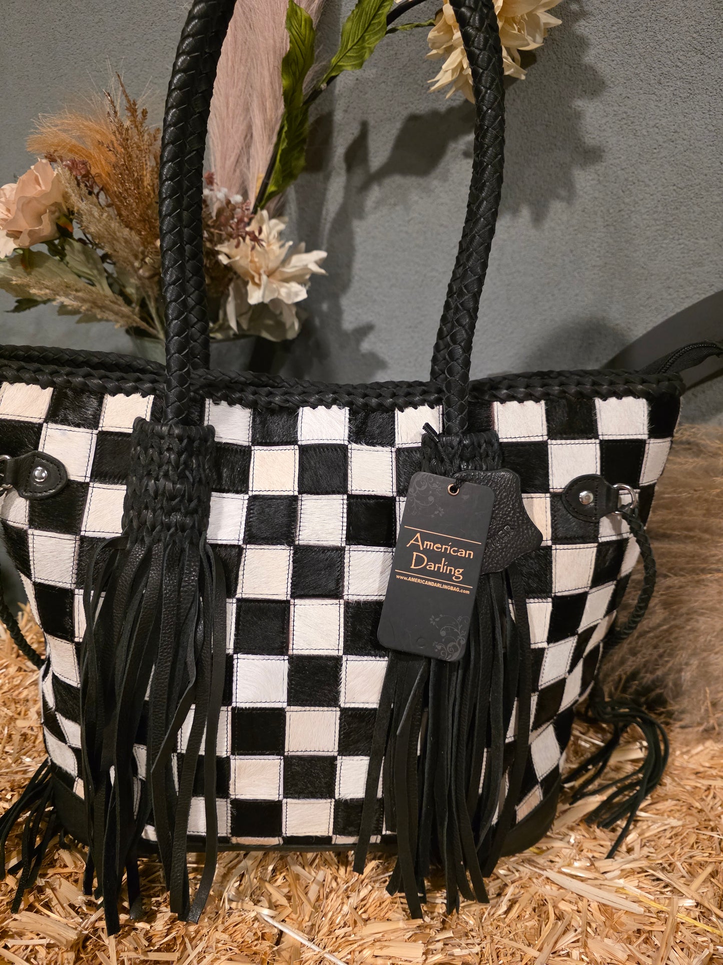 Cowhide tote bag