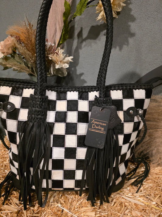 Cowhide tote bag