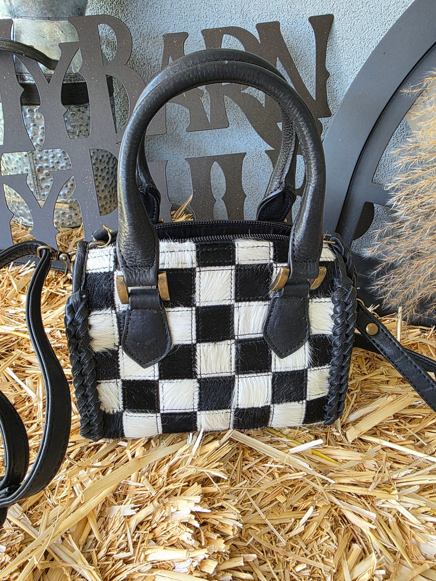 MINI COWHIDE CHECKERED BAG