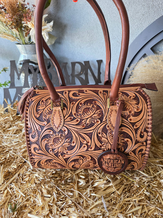 BROWN AND TAN DUFFLE
