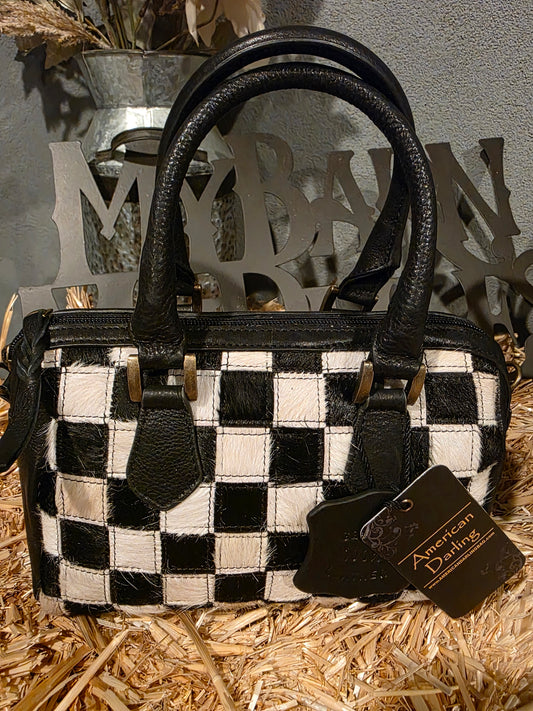 Small Black And White Checkered Duffle