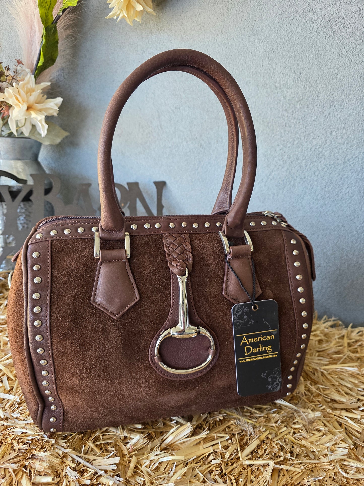 Snaffle bit duffle Brown suede leather