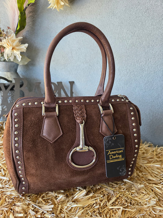 Snaffle bit duffle Brown suede leather