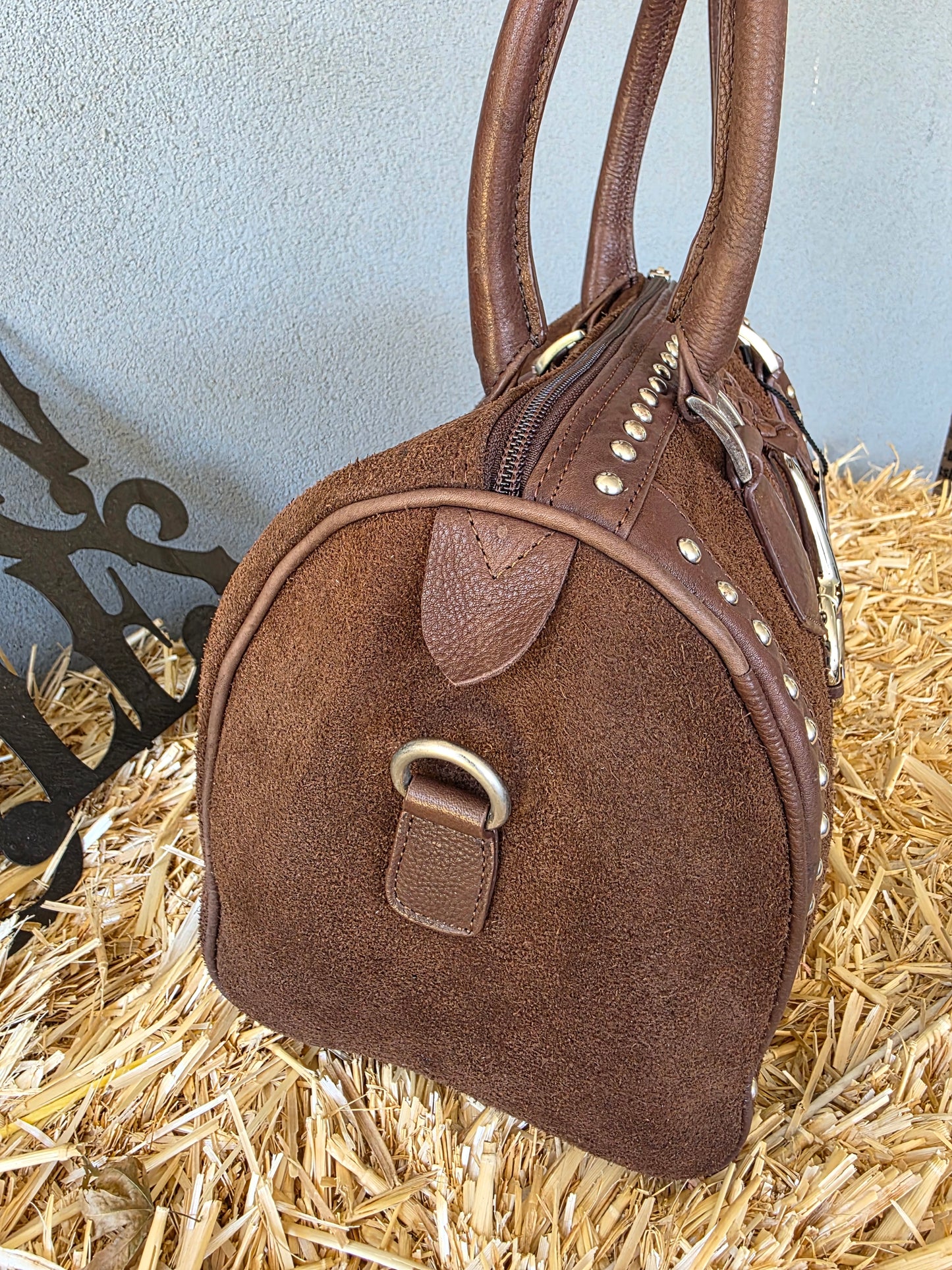 Snaffle bit duffle Brown suede leather