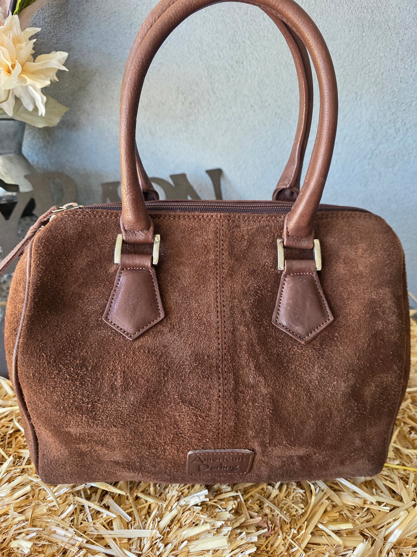 Snaffle bit duffle Brown suede leather