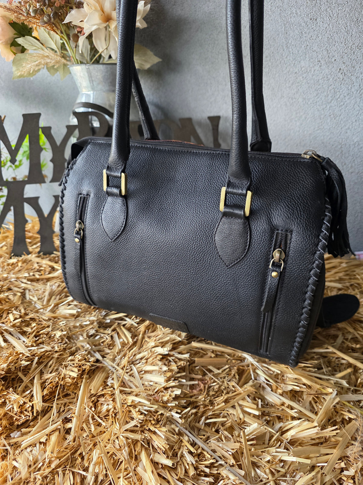 American Darling Western Leather Duffle Bag with Paisley Tooled Design