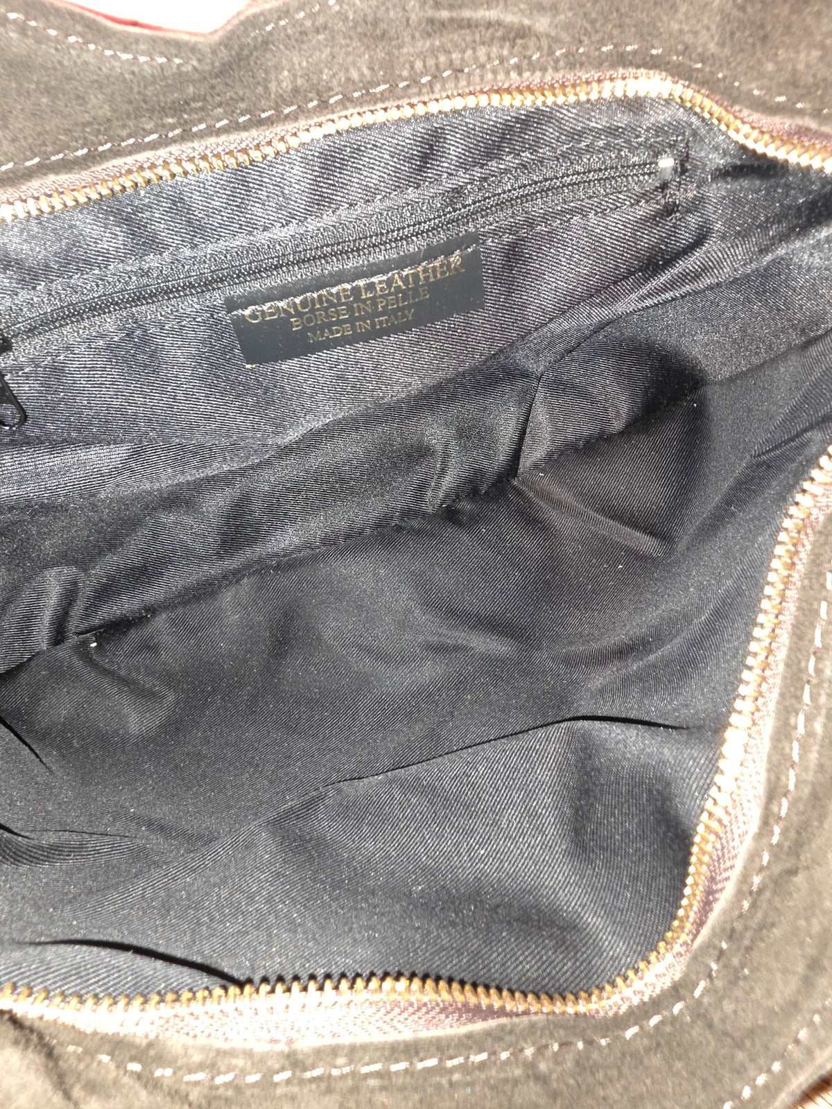 ITALIAN SUEDE LEATHER STUDDED FRINGE HANDBAG
