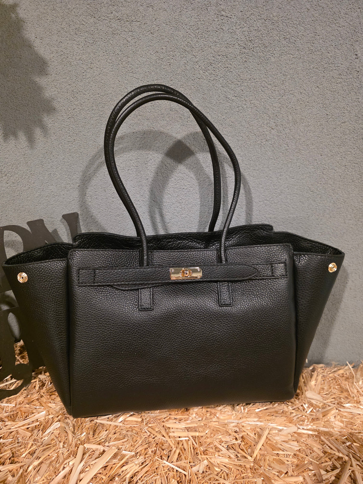 ITALIAN LEATHER STRUCTURED TOTE BAG