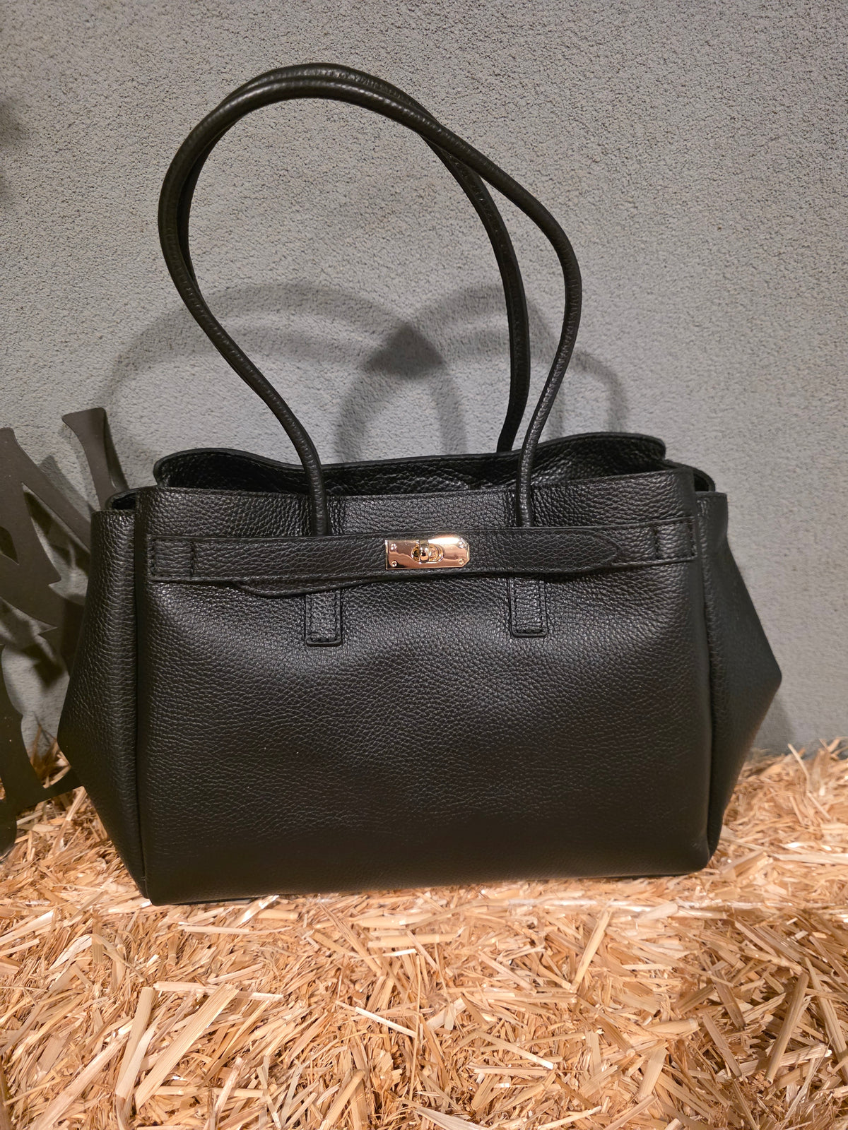 ITALIAN LEATHER STRUCTURED TOTE BAG