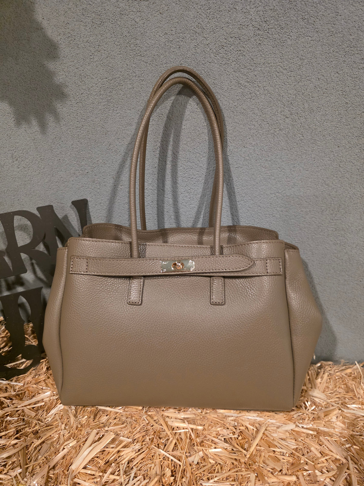 ITALIAN LEATHER STRUCTURED TOTE BAG
