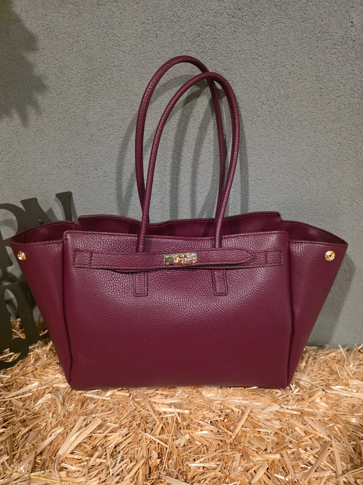 ITALIAN LEATHER STRUCTURED TOTE BAG