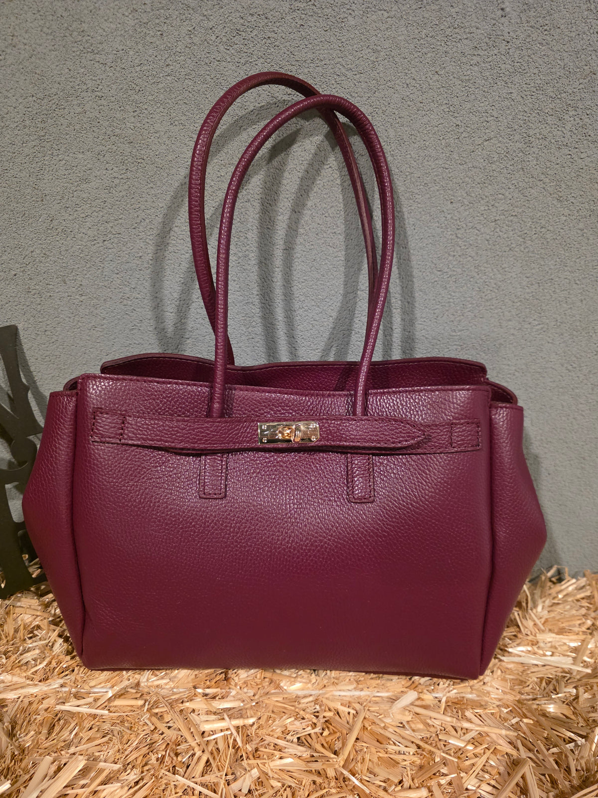 ITALIAN LEATHER STRUCTURED TOTE BAG