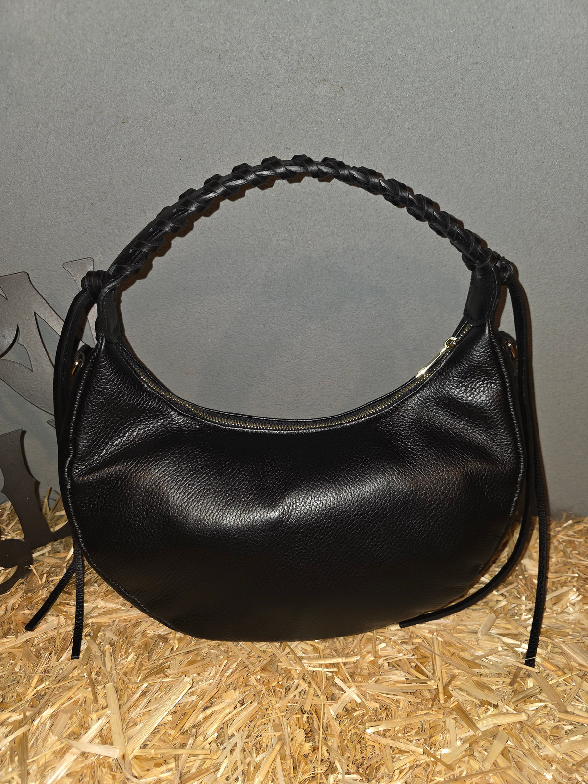 ITALIAN LEATHER BRAIDED HOBO BAG