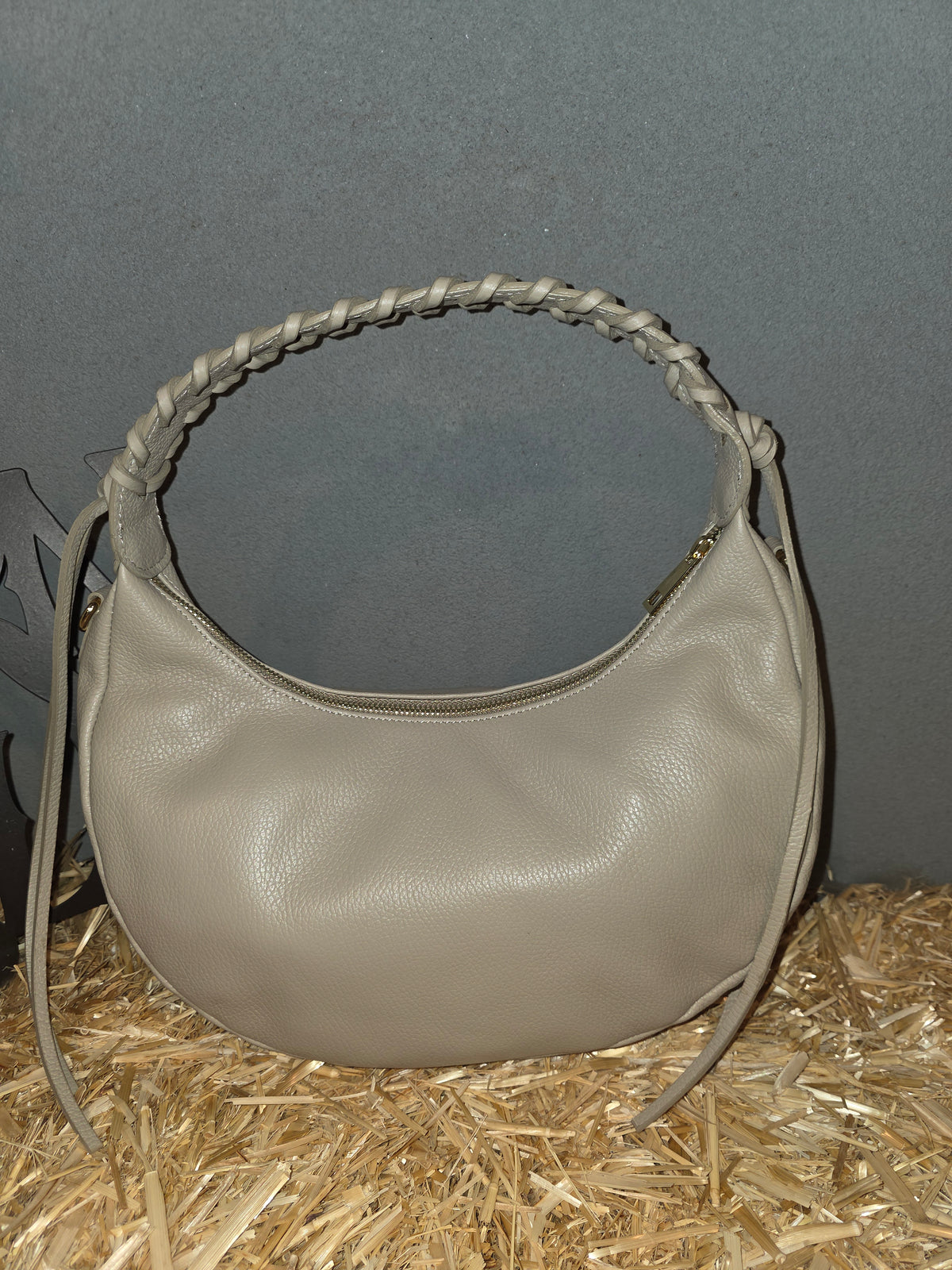 ITALIAN LEATHER BRAIDED HOBO BAG