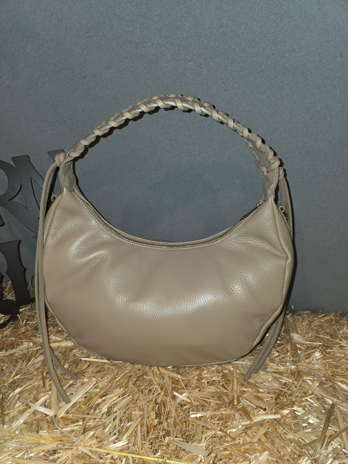 ITALIAN LEATHER BRAIDED HOBO BAG