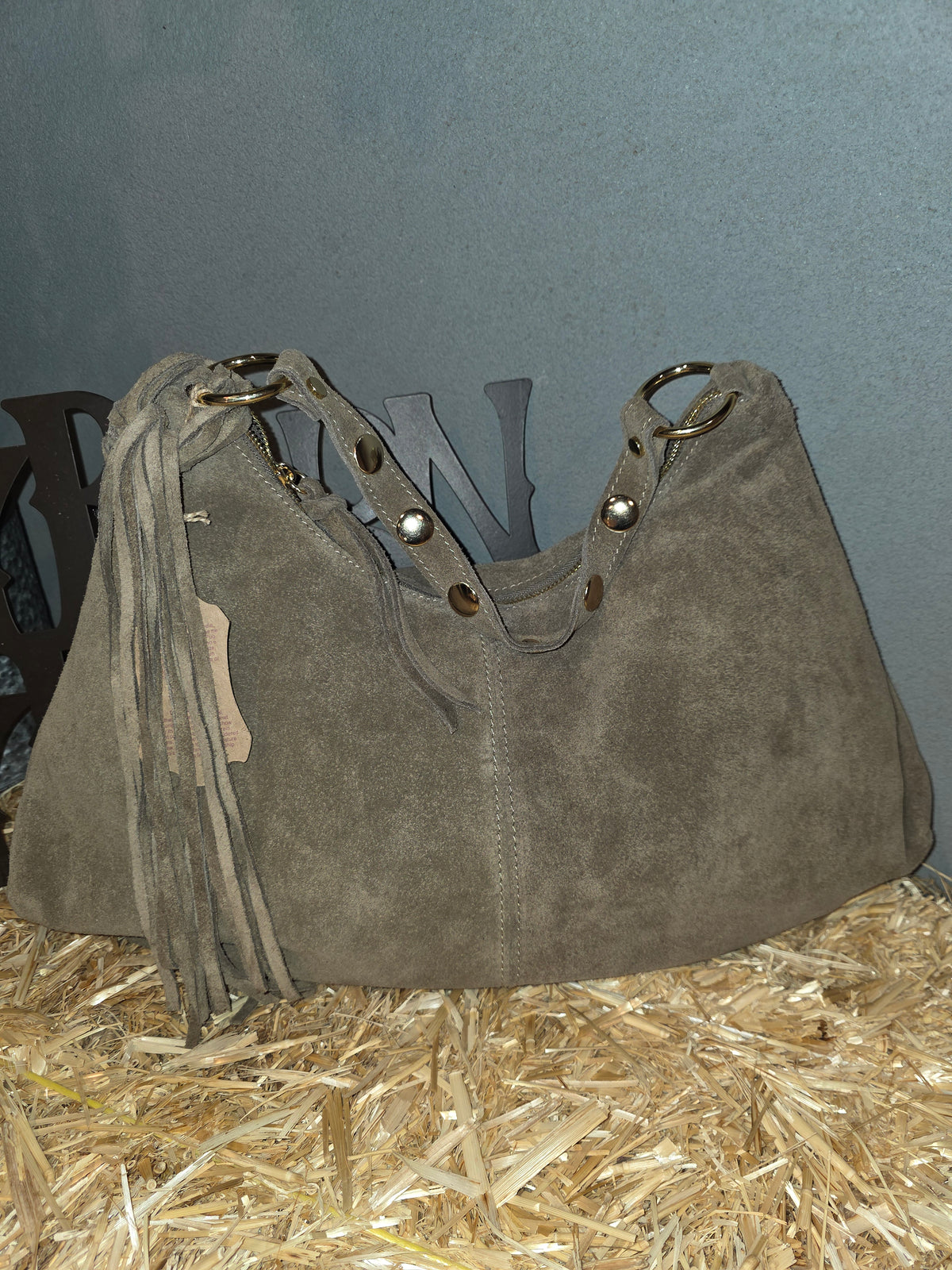 ITALIAN LEATHER FRINGE HOBO BAG
