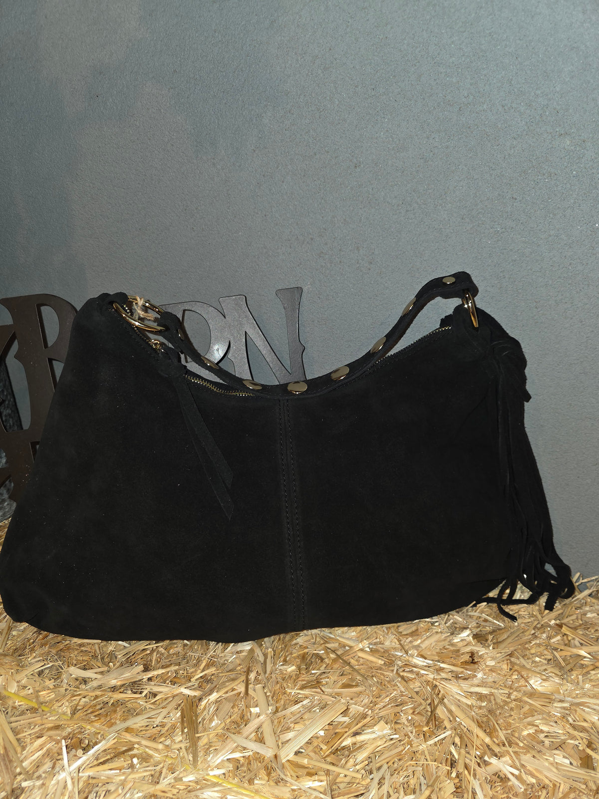ITALIAN LEATHER FRINGE HOBO BAG