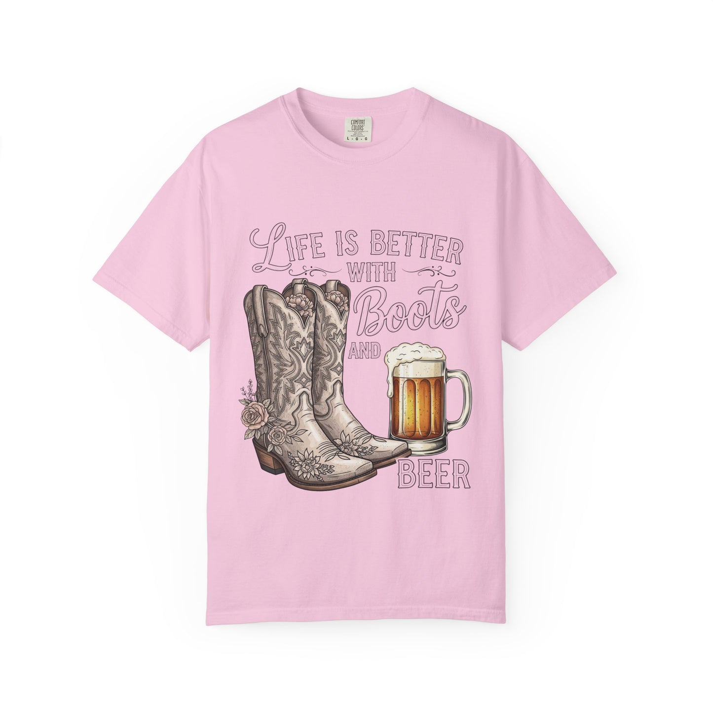 Life is Better with Boots and Beer T-Shirt, Cowboy Tee, Rustic Apparel, Western Style Shirt, Gift for Beer Lovers