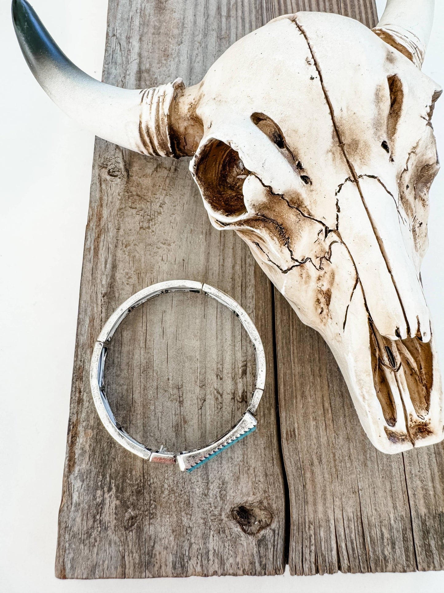 Western Aztec Pattern Semi Stone Stretch Bracelet