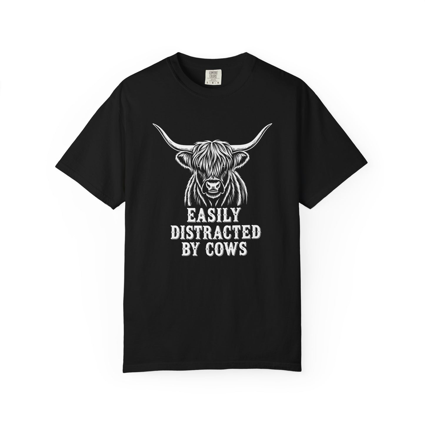 Easily Distracted by Cows T-shirt, Unisex Tee, Gift for Farmers, Animal Lover Shirt, Cute Cow Apparel, Casual Wear