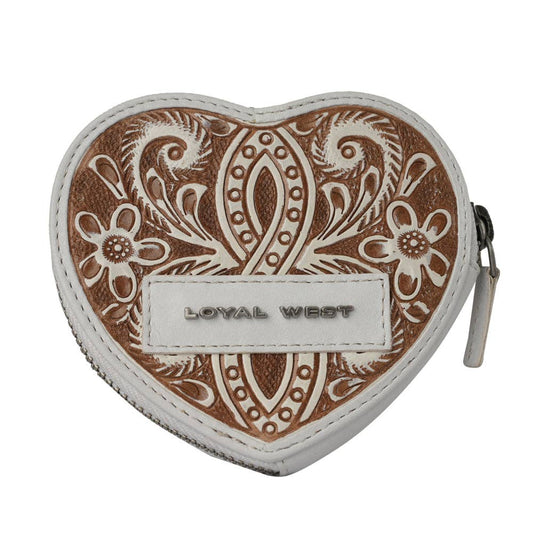 HandTooled Cupid Coin Pouch Ivory Dust