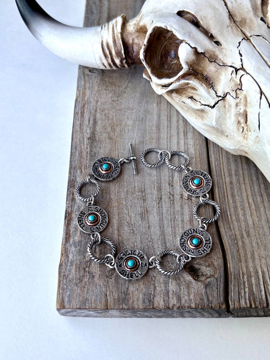 Western Sh&tg&n Shell Turquoise Stone Linked Bracelet