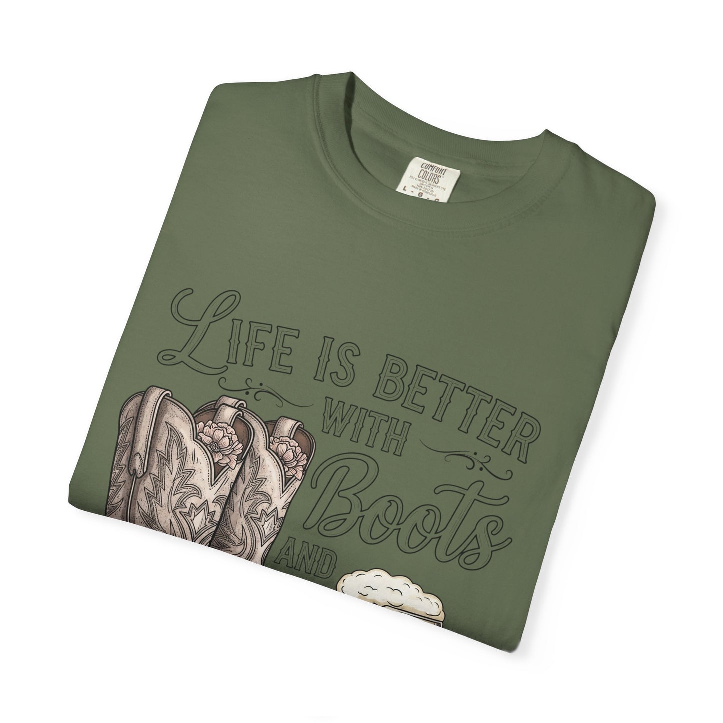 Life is Better with Boots and Beer T-Shirt, Cowboy Tee, Rustic Apparel, Western Style Shirt, Gift for Beer Lovers