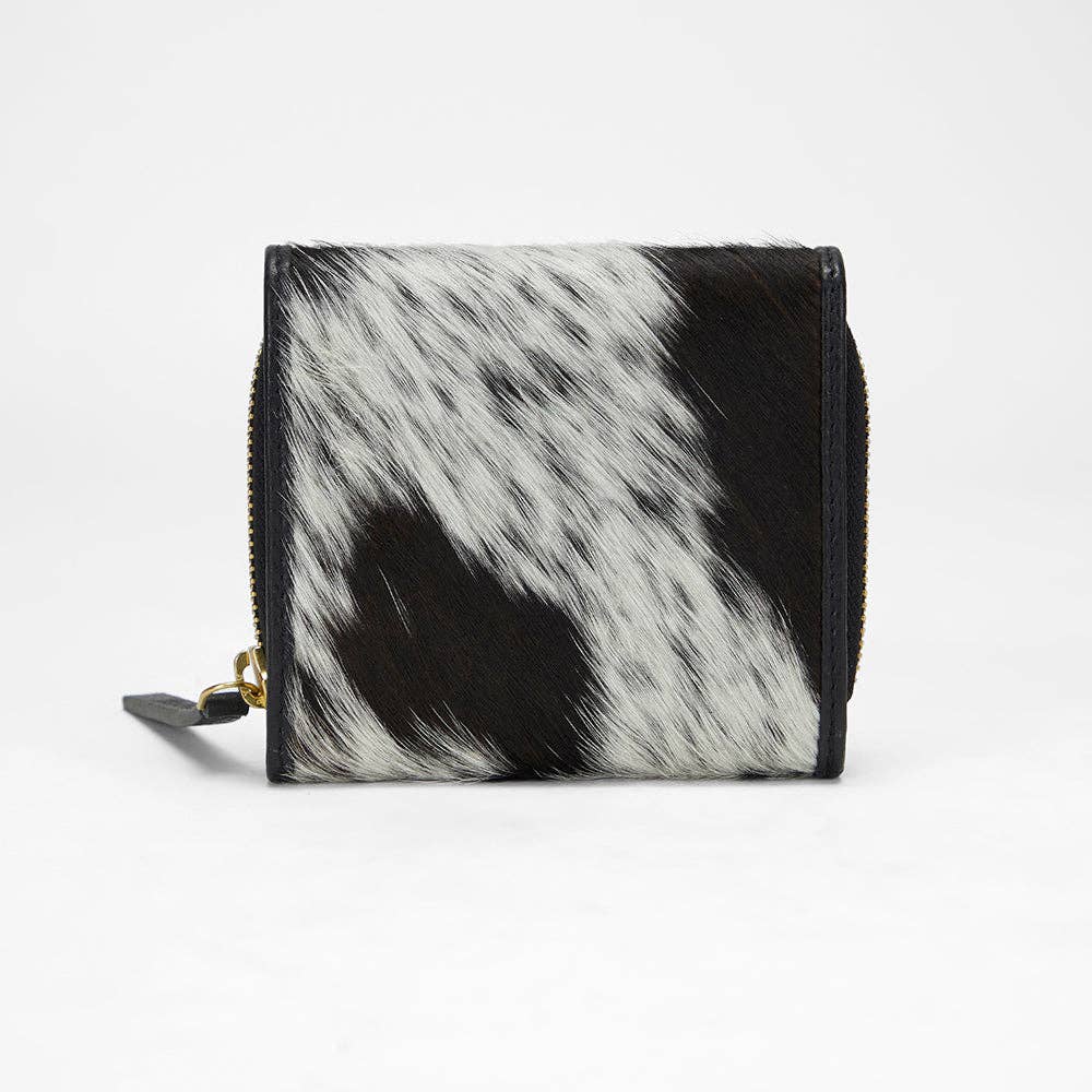 Loyal West Sophia Card Holder In Black & White Cowhide